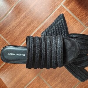 Fashion to Figure Black Textured Mules